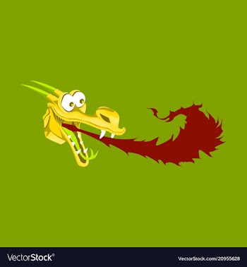 Head of cartoon dragon with fire from his mouse vector image
