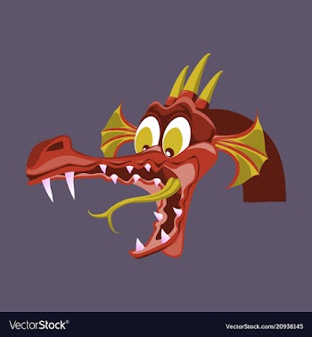 Head of cartoon dragon with open mouse the head vector image