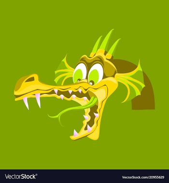 Head of cartoon dragon with open mouse the head vector image