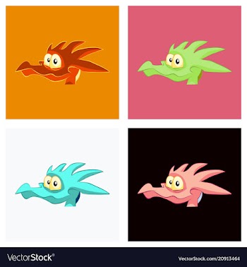 Head of little cartoon dragon with sad face vector image