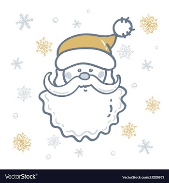 Head of santa claus the background of snowflakes vector image