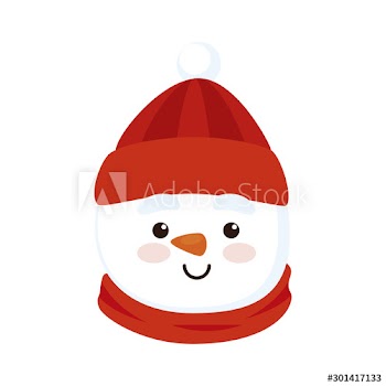 head of snowman character merry christmas design