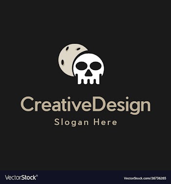 Head skull moon creative logo design vector image