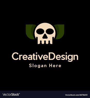Head skull with leaf scary creative logo vector image