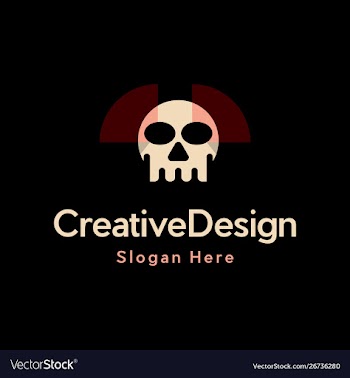 Head skull x red ray creative logo vector image