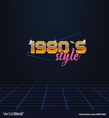 headline of signboard with text 1980s style