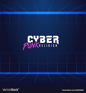 headline signboard text cyber punk religion