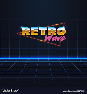 headline signboard text retro wave