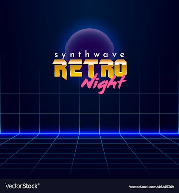 headline signboard text synthwave retro night