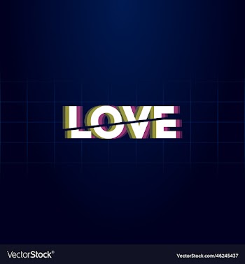 headline word love is divided by a diagonal line