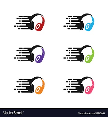 Headphone and move symbol logo template vector image