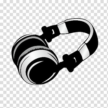 Headphones , Black and white headphones transparent background PNG clipart
