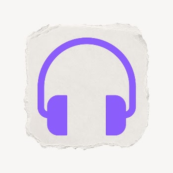 Headphones, music icon, ripped paper | Free PSD - rawpixel