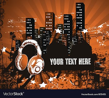 Headphones with urban background vector image