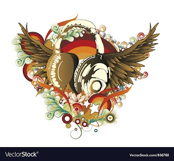 Headphones with wings vector image