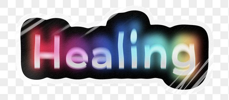 Healing png word sticker, neon | Free PNG - rawpixel