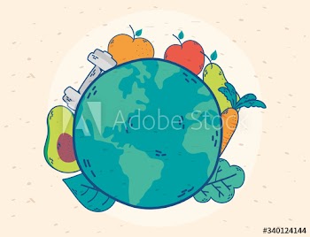 health day celebration poster with earth and vegetables