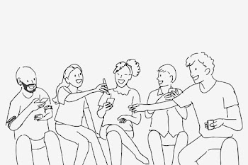 Health doodle psd happy friendship concept | Free stock illustration | High Resolution graphic