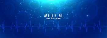 Healthcare and medical science blue banner Free Vector