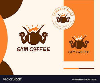 healthy coffee logo design template with coffee