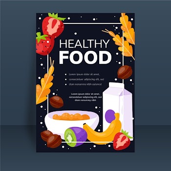 Healthy food poster template with aliments illustrated Free Vector