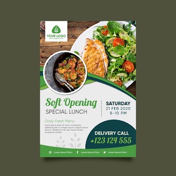 Healthy food restaurant flyer template Free Vector