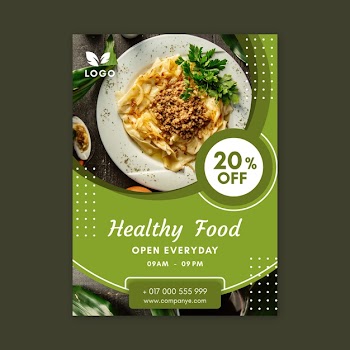 Healthy food restaurant poster template Free Vector