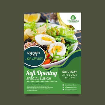 Healthy food restaurant poster template Free Vector