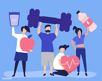 Healthy people carrying different icons relat.. | Free stock vector - 478796