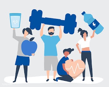 Healthy people carrying different icons relat.. | Free stock vector - 479572