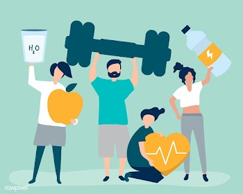 Healthy people carrying different icons relat.. | Free stock vector - 480250