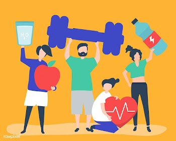 Healthy people carrying different icons relat.. | Free stock vector - 480254
