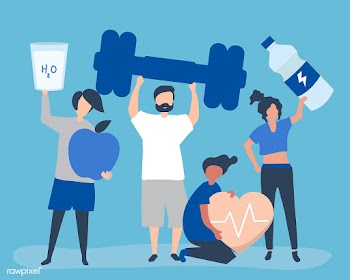 Healthy people carrying different icons relat.. | Free stock vector - 480277