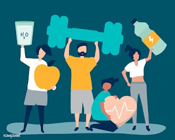 Healthy people carrying different icons relat.. | Free stock vector - 480335