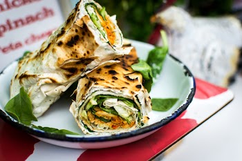 Healthy vegetarian wrap with spinach 