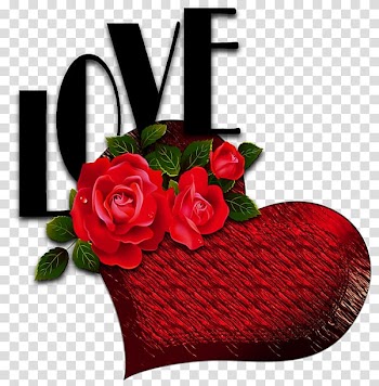 Heart and flower illustration, Red Roses Heart Love Flower, Red Heart with Roses and Love transparent background PNG clipart