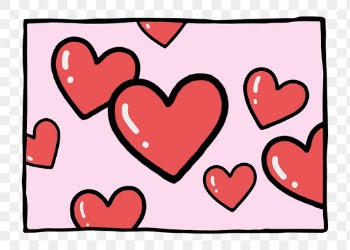 Heart background png hand drawn in red tone | Free stock illustration | High Resolution graphic