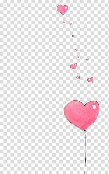 Heart balloons illustration, Balloon Heart Paper Drawing Watercolor painting, watercolor baby elephant transparent background PNG clipart