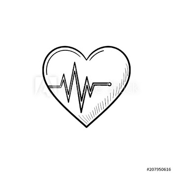 Heart beat rate hand drawn outline doodle icon