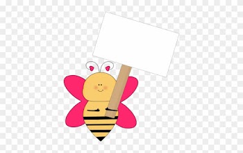 Heart Bee With A Blank Sign - Bee Holding Sign Clipart