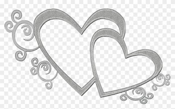 Heart Black And White Double Heart Clipart - Silver Wedding Frame Png