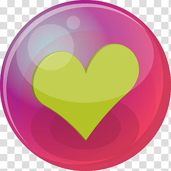 Heart Bubble Icons, green, round pink and yellow heart transparent background PNG clipart