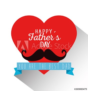 heart card with mustache and ribbon to fathers day