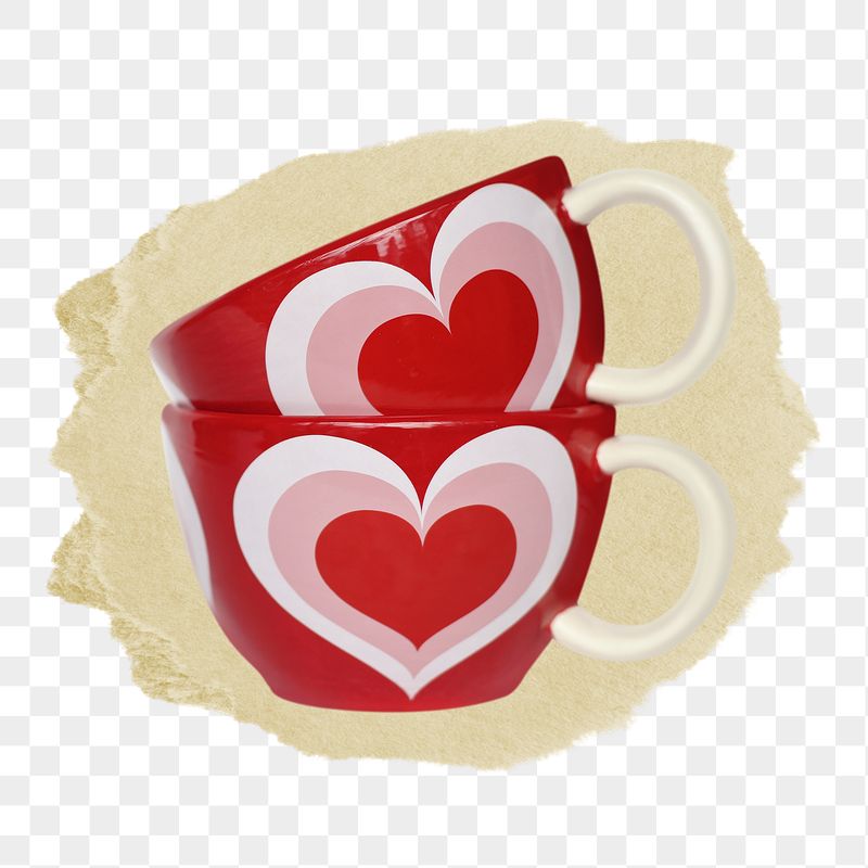 Heart ceramic mugs png ripped | Free PNG - rawpixel