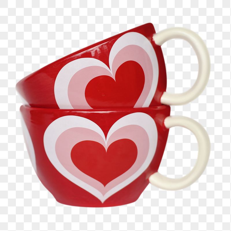 Heart ceramic mugs png sticker, | Free PNG - rawpixel
