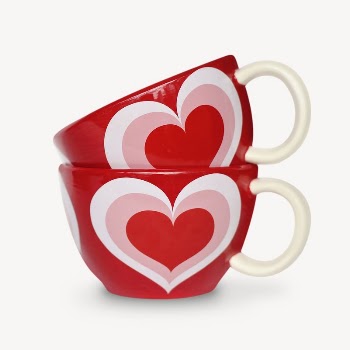 Heart ceramic mugs sticker, utensil | Free PSD - rawpixel