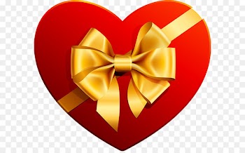 Heart Chocolate box art Clip art - Transparent Heart with Gold Ribbon Clipart 