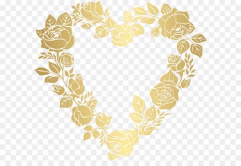 Heart Clip art - Floral Golden Heart Border Frame PNG Clip Art 