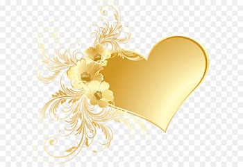 Heart Clip art - Gold Heart with Flowers PNG Picture 
