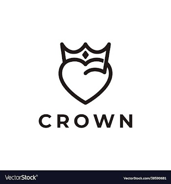 heart crown logo design icon